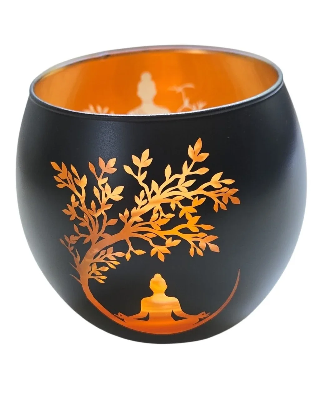 Black & Copper Buddha Votive Candle Holder